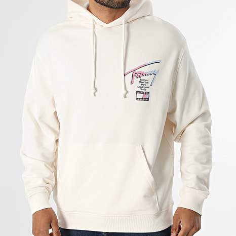 Tommy Jeans - Sweat Capuche Relaxed Fit Signature 3129 Beige Clair