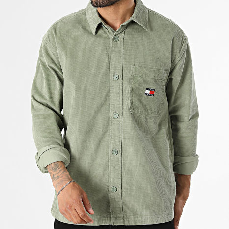 Tommy Jeans - Surchemise Oversize Brick Corduroy 1698 Vert Kaki