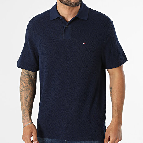 Tommy Hilfiger - Polo Manches Courtes Jacquard 3279 Bleu Marine