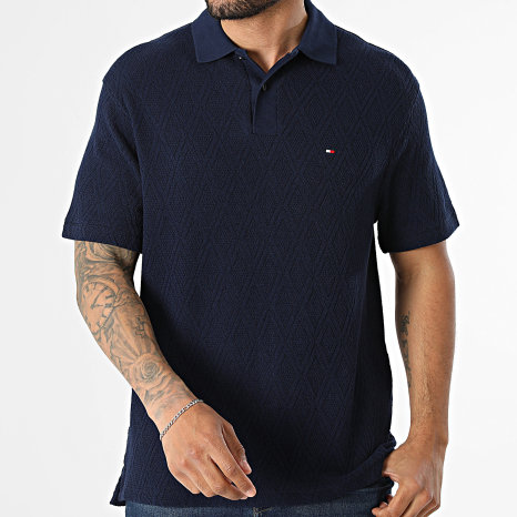 Tommy Hilfiger - Polo Manches Courtes Jacquard 3279 Bleu Marine