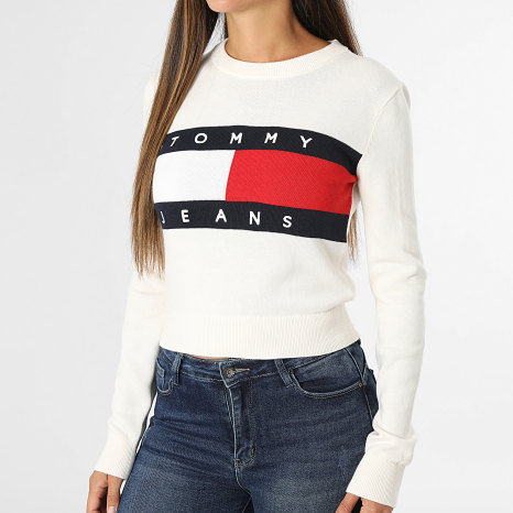 Tommy Jeans - Pull Femme Flag 2930 Beige Clair