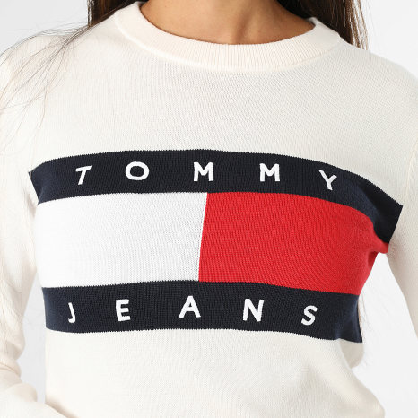 Tommy Jeans - Pull Femme Flag 2930 Beige Clair