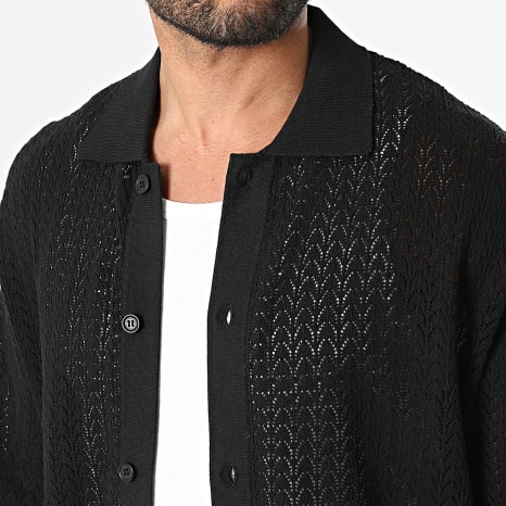 Classic Series - Chemise Manches Courtes Crochet Fanklin Noir