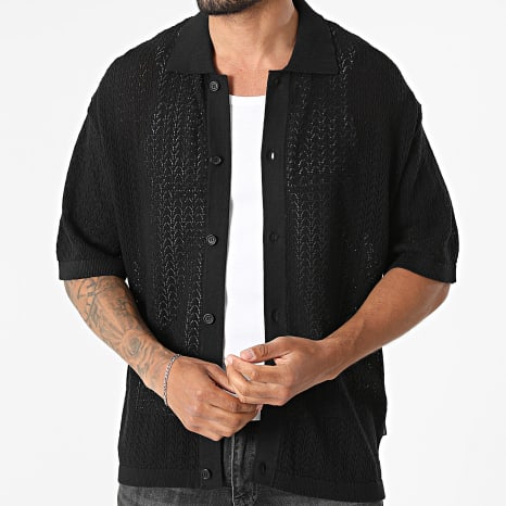 Classic Series - Chemise Manches Courtes Crochet Fanklin Noir