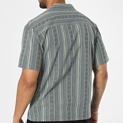 Classic Series - Chemise Manches Courtes A Rayures S01 Vert Bleu