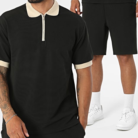 Frilivin - Ensemble Polo Manches Courtes Et Short Texturé 930 Noir