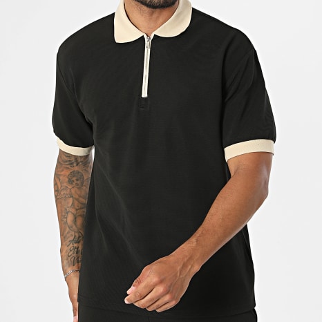 Frilivin - Ensemble Polo Manches Courtes Et Short Texturé 930 Noir
