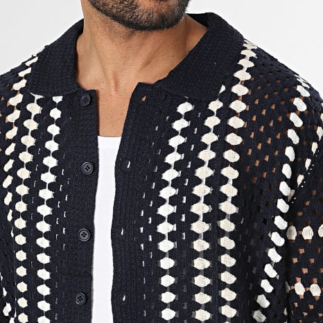 Frilivin - Ensemble Chemise Manches Courtes Et Short Crochet 194 Bleu Marine