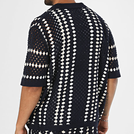 Frilivin - Ensemble Chemise Manches Courtes Et Short Crochet 194 Bleu Marine