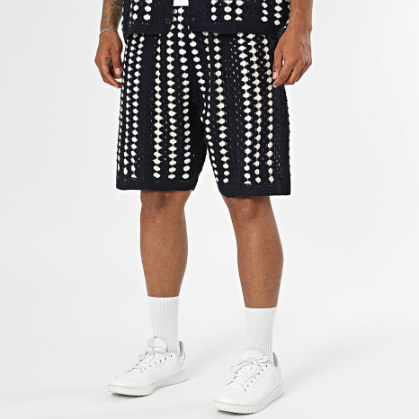 Frilivin - Ensemble Chemise Manches Courtes Et Short Crochet 194 Bleu Marine