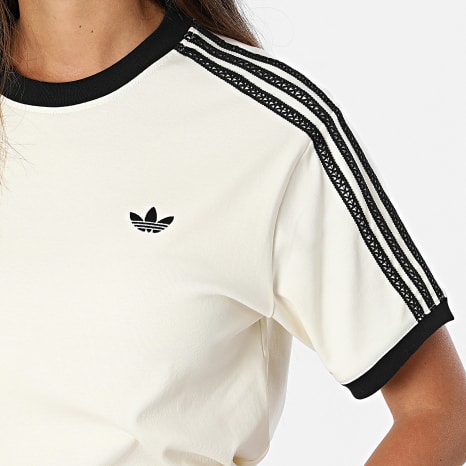 Adidas Originals - Tee Shirt A Bandes Femme 3 Stripes KX1881 Beige Noir