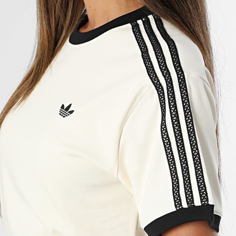 Adidas Originals - Tee Shirt A Bandes Femme 3 Stripes KX1881 Beige Noir