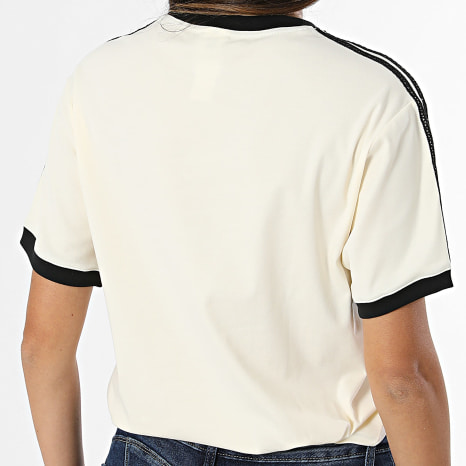 Adidas Originals - Tee Shirt A Bandes Femme 3 Stripes KX1881 Beige Noir