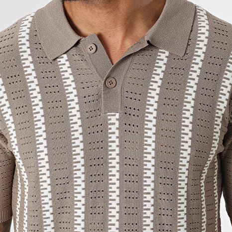 Frilivin - Ensemble Polo Manches Courtes Et Short Jogging Ajouré 71A Taupe Beige Clair