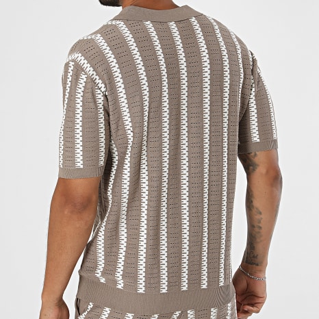 Frilivin - Ensemble Polo Manches Courtes Et Short Jogging Ajouré 71A Taupe Beige Clair