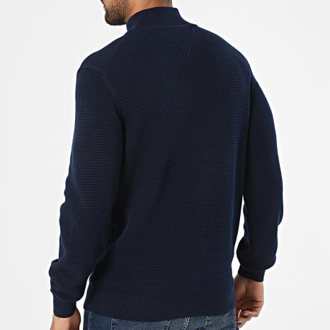 Tommy Hilfiger - Pull Col Zippé Seasonal Structure Zip 2916 Bleu Marine