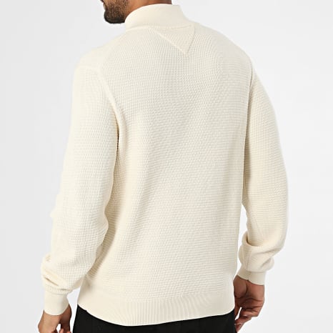Tommy Hilfiger - Pull Col Zippé Seasonal Structure Zip 2916 Beige Clair