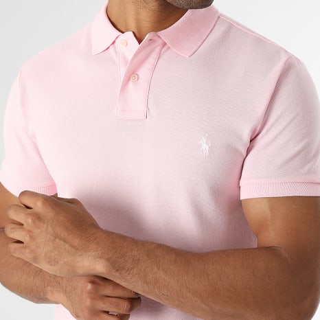 Polo Ralph Lauren - Polo Manches Courtes Slim Original Player Rose Blanc