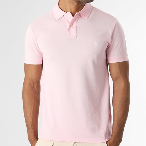 Polo Ralph Lauren - Polo Manches Courtes Slim Original Player Rose Blanc
