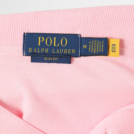 Polo Ralph Lauren - Polo Manches Courtes Slim Original Player Rose Blanc