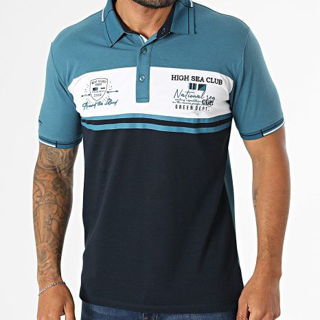Classic Series - Polo Manches Courtes 005 Bleu Marine Bleu Pétrole Blanc