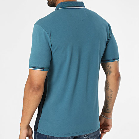 Classic Series - Polo Manches Courtes 005 Bleu Marine Bleu Pétrole Blanc