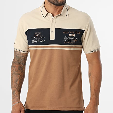 Classic Series - Polo Manches Courtes 005 Camel Beige Bleu Marine