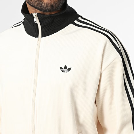 Adidas Originals - Veste Zippée A Bandes Velour Classic KQ5546 Beige