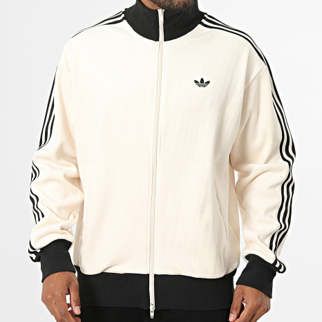 Adidas Originals - Veste Zippée A Bandes Velour Classic KQ5546 Beige