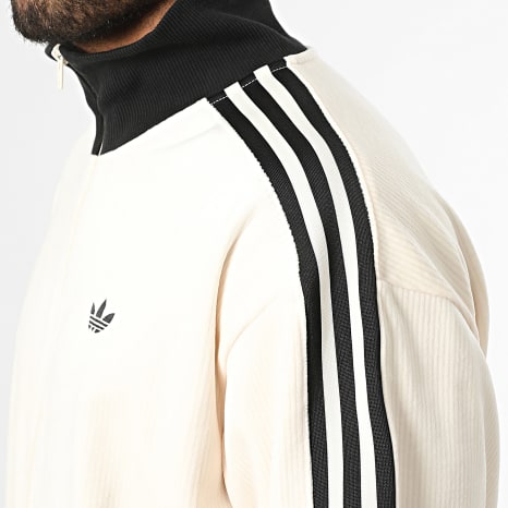 Adidas Originals - Veste Zippée A Bandes Velour Classic KQ5546 Beige
