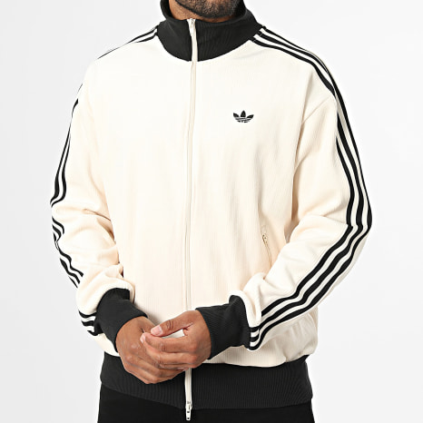 Adidas Originals - Veste Zippée A Bandes Velour Classic KQ5546 Beige