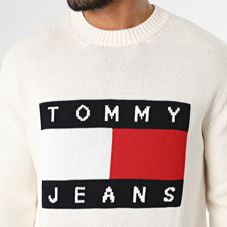 Tommy Jeans - Pull Regular Fit Flag 3413 Beige Clair