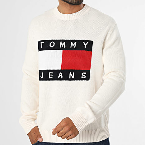 Tommy Jeans - Pull Regular Fit Flag 3413 Beige Clair
