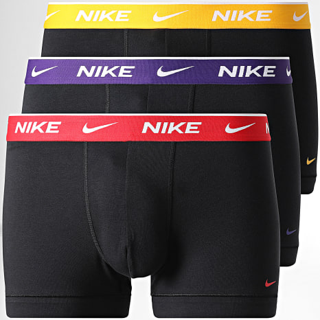 Nike - Lot De 3 Boxers Essential Cotton Stretch KE1284 Noir Jaune Rouge Violet