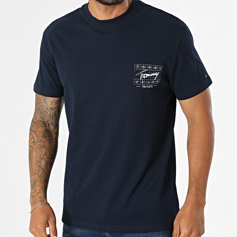 Tommy Jeans - Tee Shirt Regular Fit Sign Flag 3177 Bleu Marine