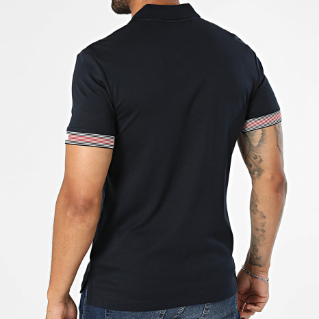 Tommy Hilfiger - Polo Manches Courtes Slim Liquid Flag Cuff 3270 Bleu Marine