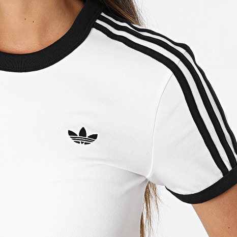 Adidas Originals - Camiseta Slim A Rayas Mujer 3 Stripes KD3683 Blanco Negro