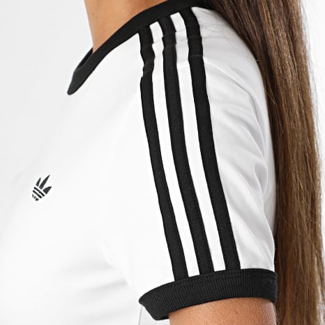 Adidas Originals - Camiseta Slim A Rayas Mujer 3 Stripes KD3683 Blanco Negro