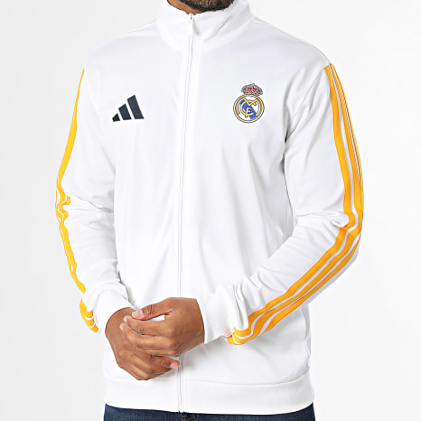 Adidas Sportswear - Veste De Sport A Bandes Real Madrid DNA KG2949 Blanc Jaune