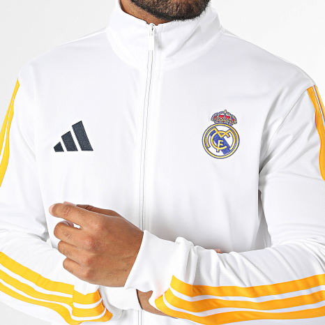 Adidas Sportswear - Veste De Sport A Bandes Real Madrid DNA KG2949 Blanc Jaune