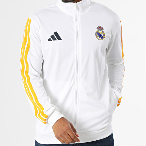 Adidas Sportswear - Veste De Sport A Bandes Real Madrid DNA KG2949 Blanc Jaune