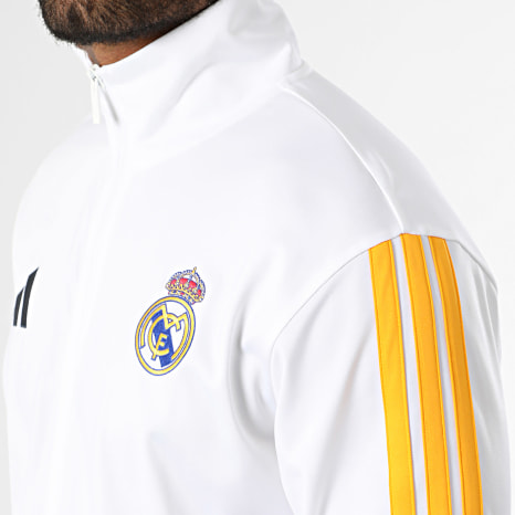 Adidas Sportswear - Veste De Sport A Bandes Real Madrid DNA KG2949 Blanc Jaune