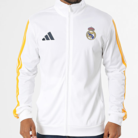 Adidas Sportswear - Veste De Sport A Bandes Real Madrid DNA KG2949 Blanc Jaune