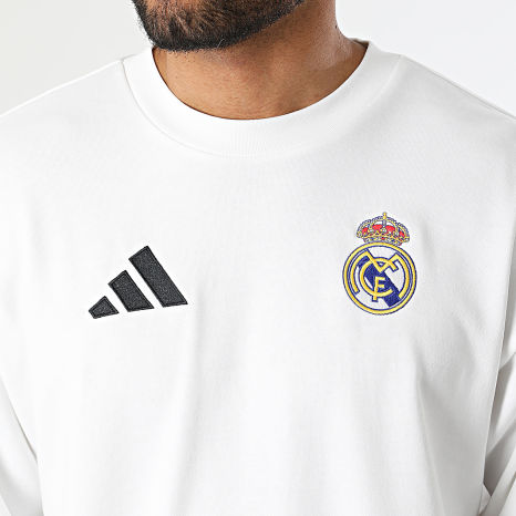 Adidas Sportswear - Sweat Crewneck A Bandes Real Madrid DNA KG2952 Blanc