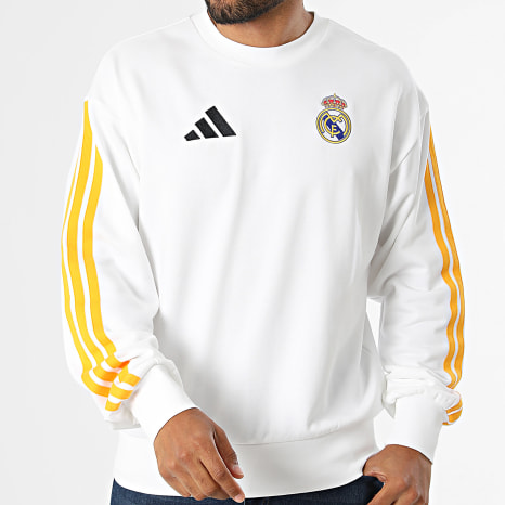 Adidas Sportswear - Sweat Crewneck A Bandes Real Madrid DNA KG2952 Blanc