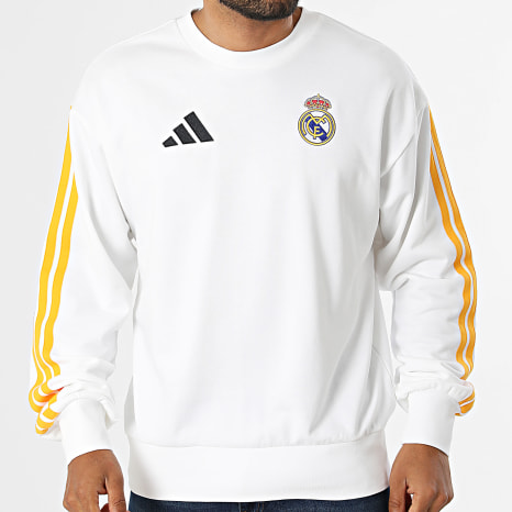 Adidas Sportswear - Sweat Crewneck A Bandes Real Madrid DNA KG2952 Blanc