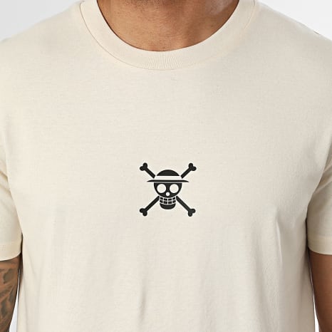 One Piece - Ensemble Tee Shirt Et Short Jogging Wanted Luffy Beige