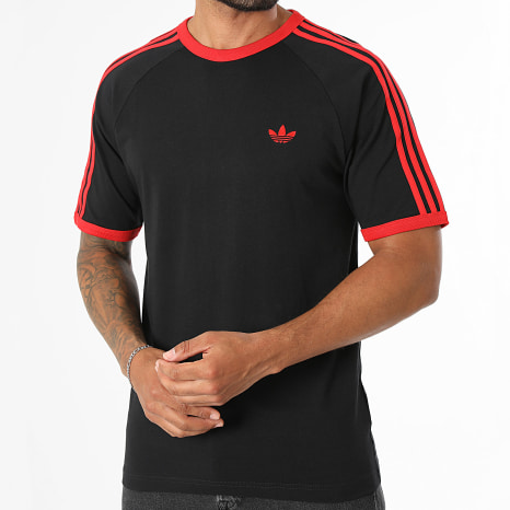 Adidas Originals - Camiseta A Rayas 3 Stripes KW0121 Negro Rojo