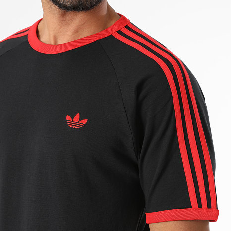 Adidas Originals - Camiseta A Rayas 3 Stripes KW0121 Negro Rojo