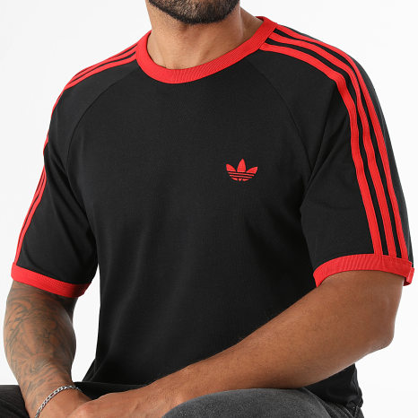 Adidas Originals - Camiseta A Rayas 3 Stripes KW0121 Negro Rojo